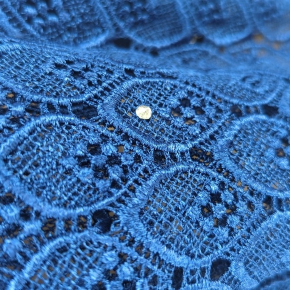 Vintage Women's Lace Kaftan Cover Up Tunic Dress Blue OS retro bohemian resort - Picture 5 of 8